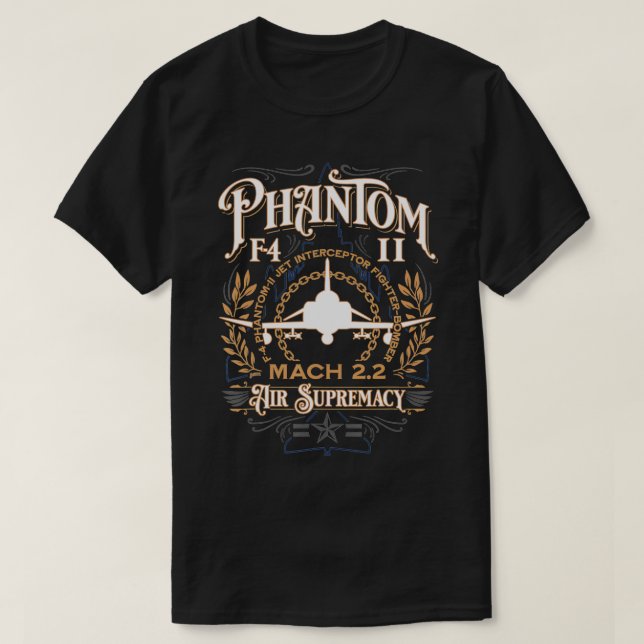 Camiseta Aeronave clássica F4 Phantom II Fighter-Jet (Frente do Design)