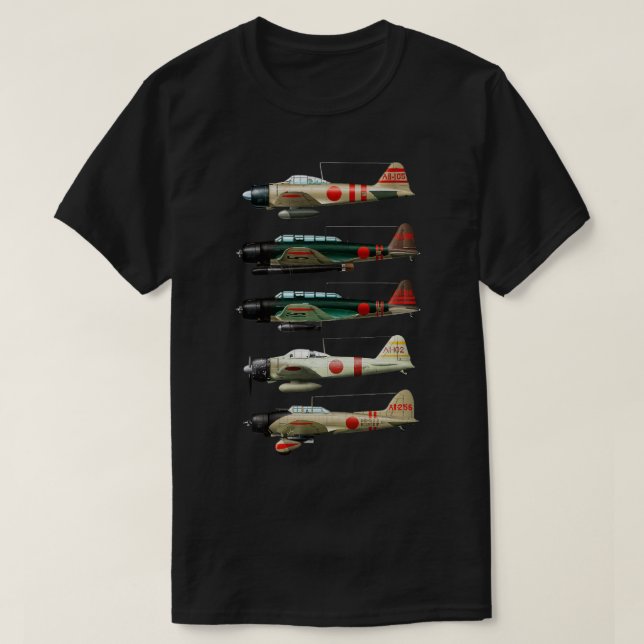 Camiseta Aeronave de caça WW2 do Japão A6M Zero (Frente do Design)