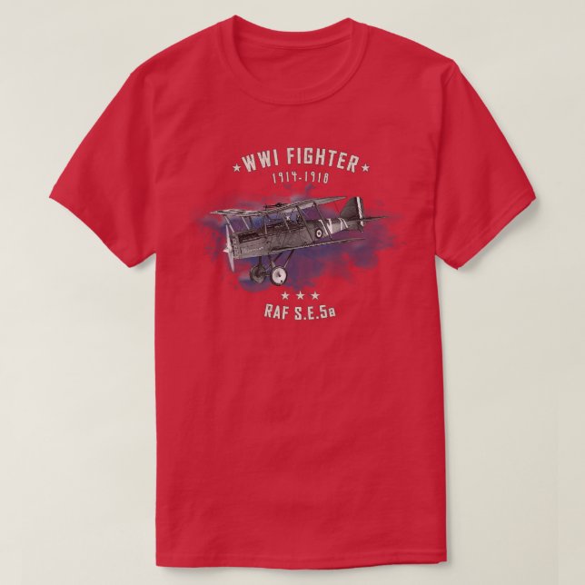 Camiseta Aeronave de combate WWI SE5a RAF (Frente do Design)