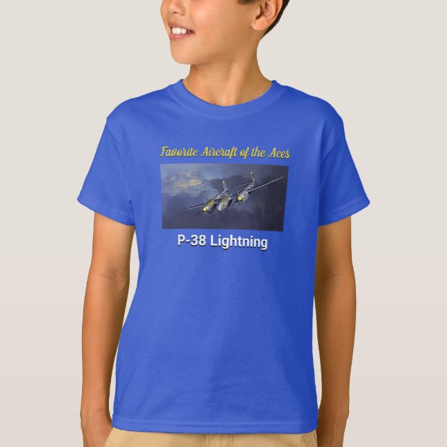 Camiseta Aeronave favorita do raio Aces P-38 (Frente)