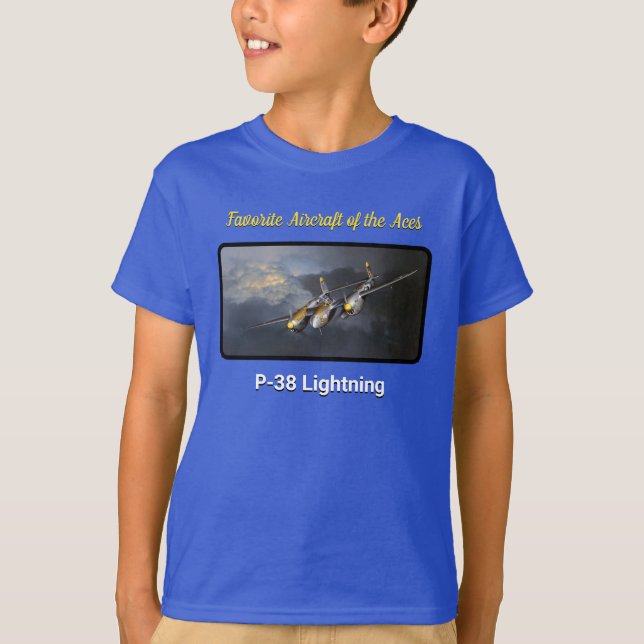 Camiseta Aeronave favorita do raio Aces P-38 (Frente)