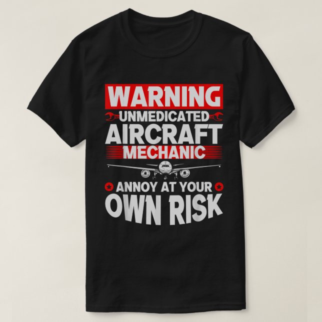 Camiseta Aeronave Mecânica de Aviões Funny Mecânica 1 (Frente do Design)