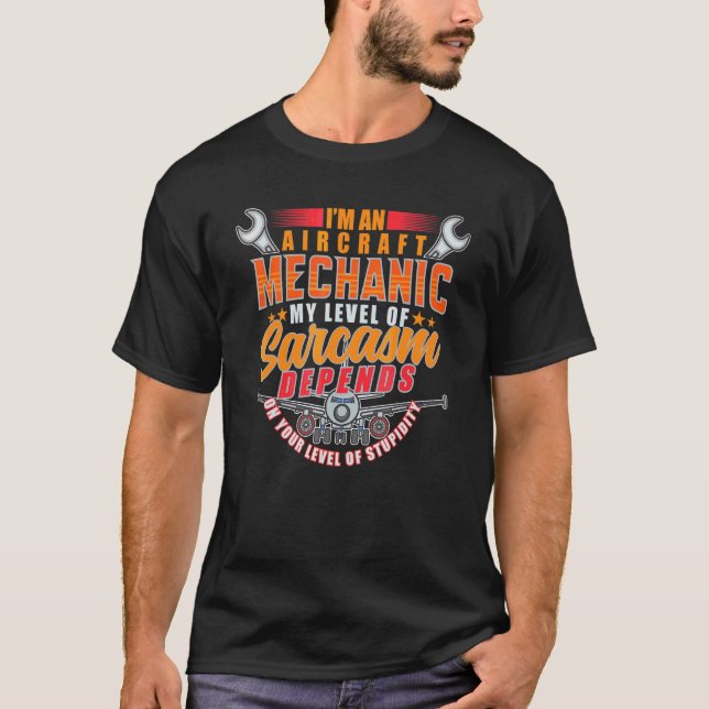 Camiseta Aeronave Mechanic Sarcasm Statement Aviation (Frente)
