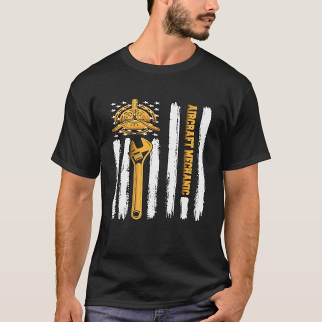 Camiseta Aeronave Mechanical Aviation Tech American (Frente)