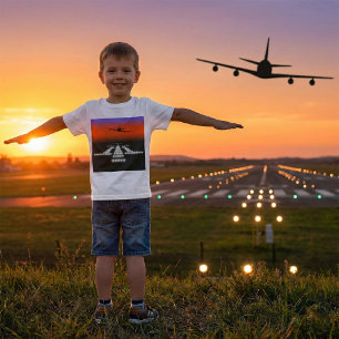 Camiseta Aeronave Sunset Airplane - Luzes de pista
