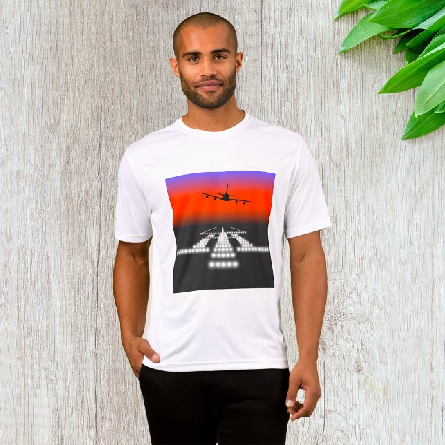Camiseta Aeronave Sunset Airplane - Luzes de pista (Criador carregado)