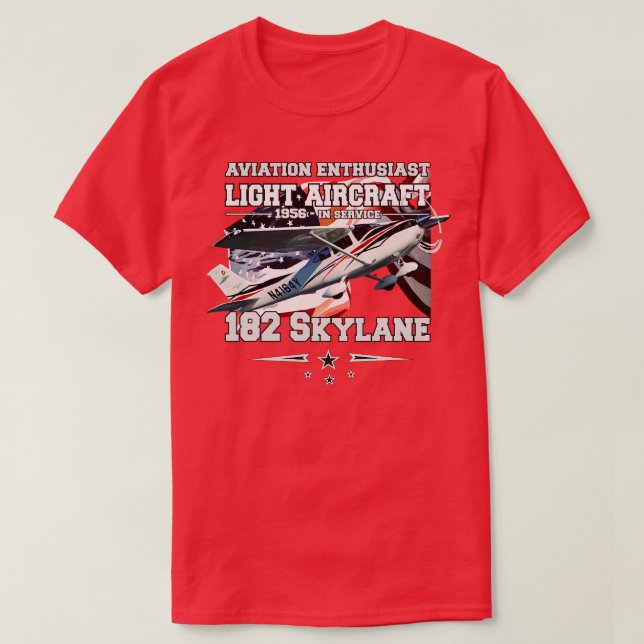Camiseta Aeronaves de 182 Skylane Light (Frente do Design)