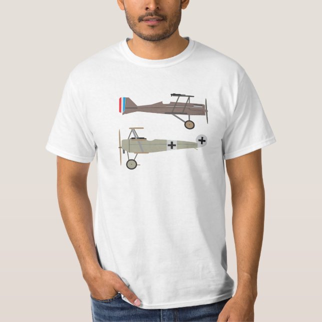 Camiseta Aeronaves de combate WW1 - SE5 e Fokker Dr 1 (Frente)