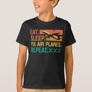 Camiseta Aeronaves Mecânicas Comem Aviões Sono Repetidament