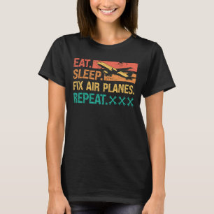 Camiseta Aeronaves Mecânicas Comem Aviões Sono Repetidament