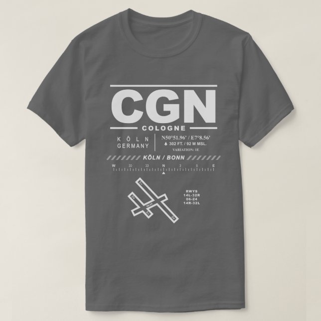 Camiseta Aeroporto de Colônia Bonn CGN T-Shirt (Frente do Design)