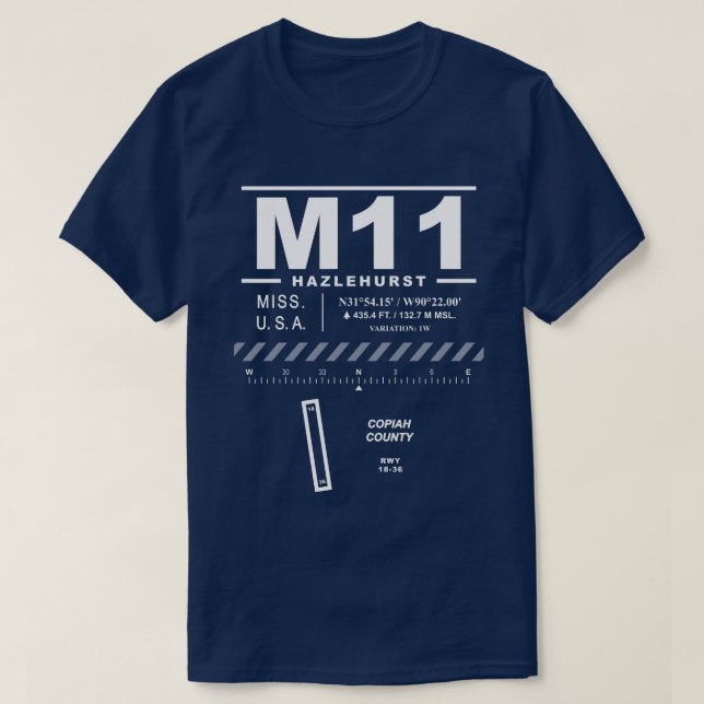 Camiseta Aeroporto de Copiah County M11 T-Shirt (Frente do Design)