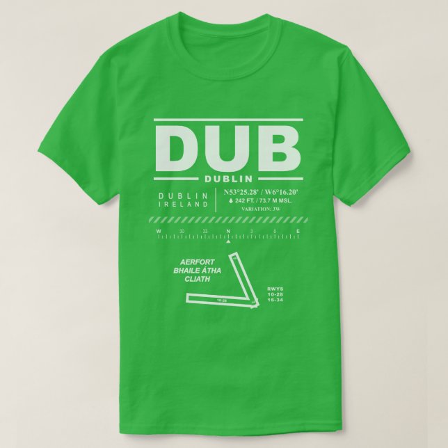 Camiseta Aeroporto de Dublin DUB T-Shirt (Frente do Design)