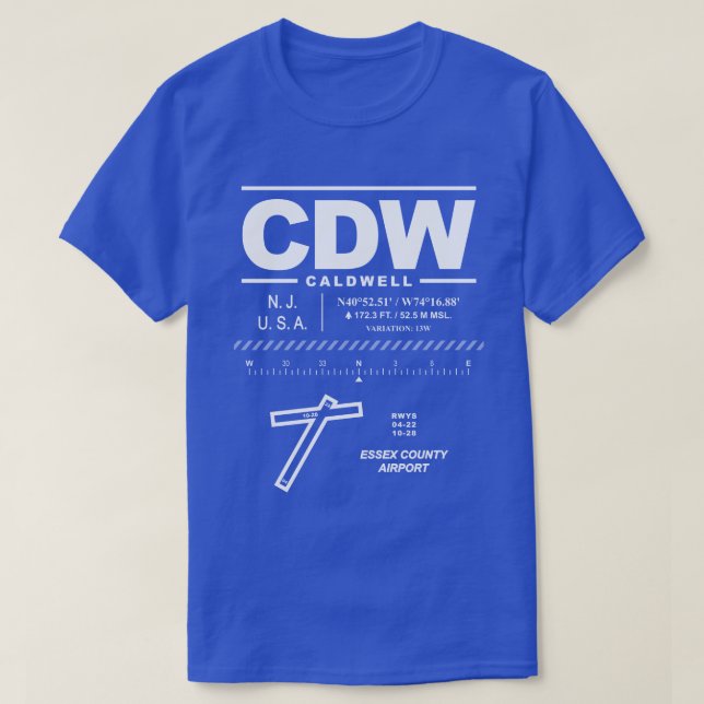 Camiseta Aeroporto de Essex County CDW (Frente do Design)