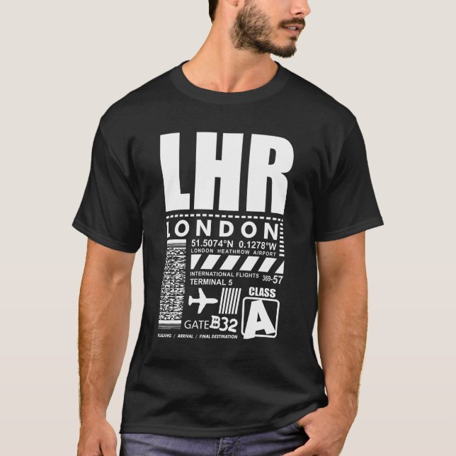 Camiseta Aeroporto de Heathrow em Londres LHR (Frente)