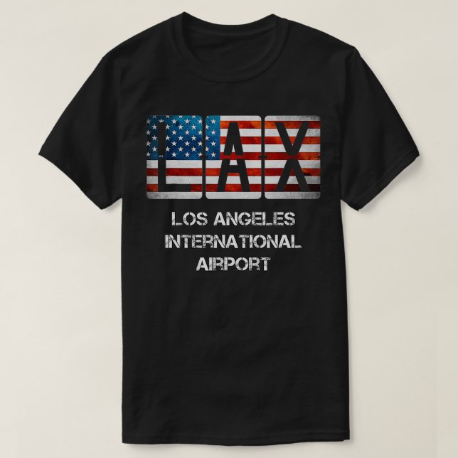 Camiseta Aeroporto de LAX Los Angeles aflita bandeira ameri (Frente do Design)