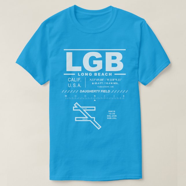 Camiseta Aeroporto de Long Beach - Daugherty Field LGB T Sh (Frente do Design)