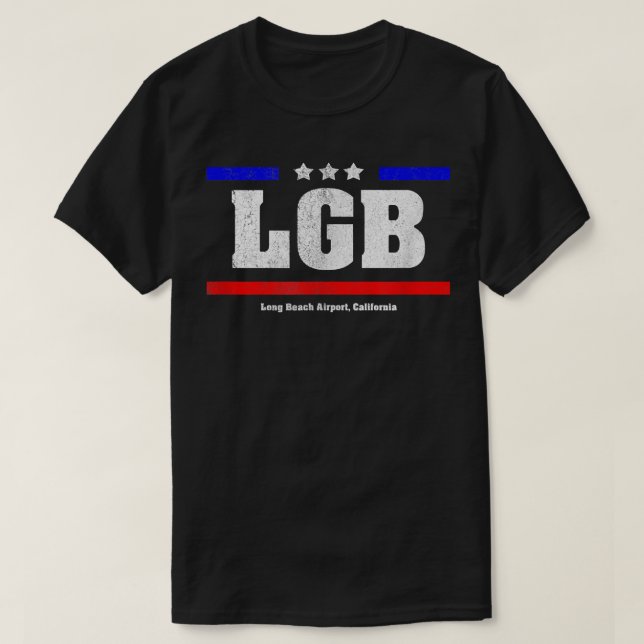 Camiseta Aeroporto de Long Beach LGB deixa voar Patriótico  (Frente do Design)