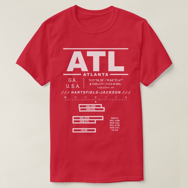 Camiseta Aeroporto Internacional de Atlanta, T-Shirt (Frente do Design)