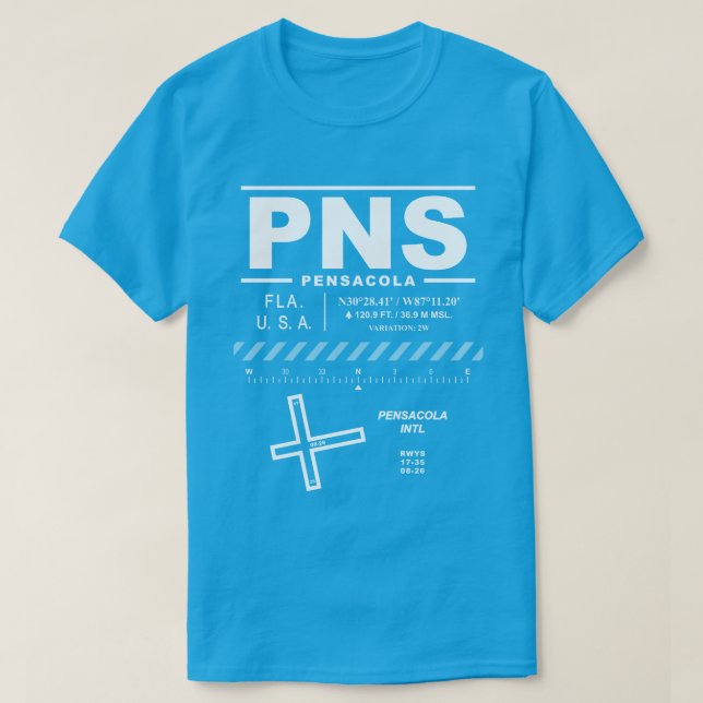 Camiseta Aeroporto Internacional de Pensacola - T-Shirt PNS (Frente do Design)