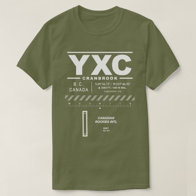 Camiseta Aeroporto Internacional de Rockies (YXC T-Shirt) d (Frente do Design)