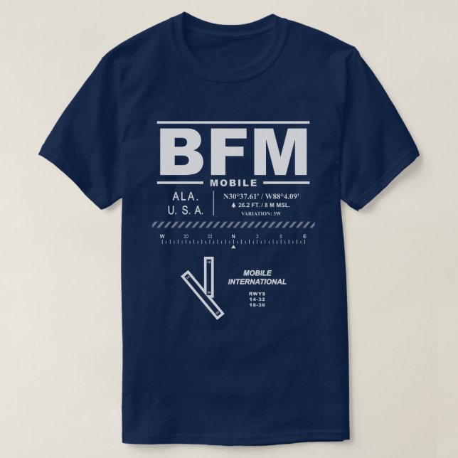 Camiseta Aeroporto Internacional Mobile BFM (Frente do Design)