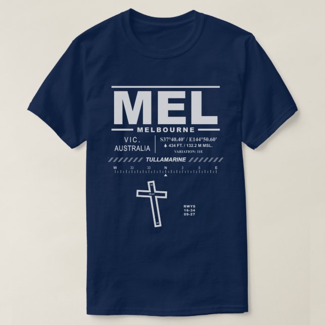 Camiseta Aeroporto MEL T-Shirt Melbourne Tullamarine (Frente do Design)