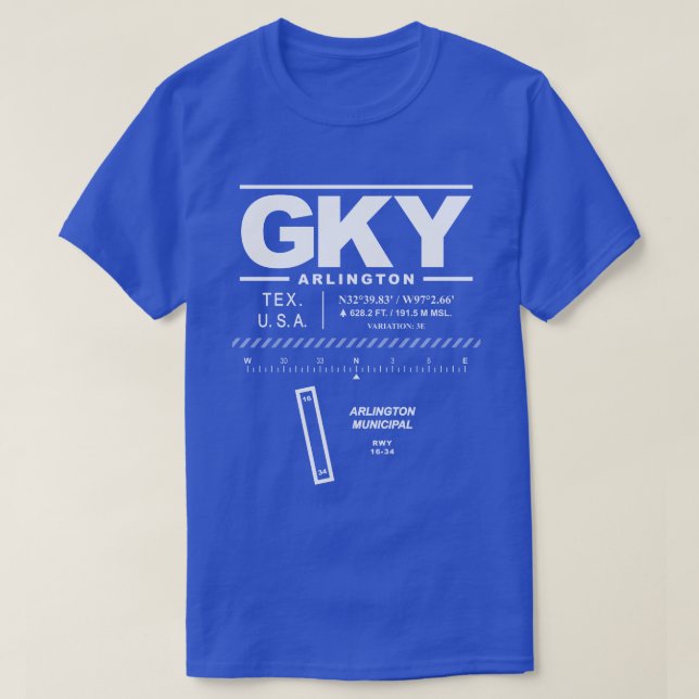 Camiseta Aeroporto Municipal de Arlington GKY (Frente do Design)