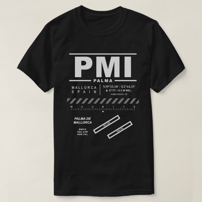 Camiseta Aeroporto PMI T-Shirt Palma de Mallorca (Frente do Design)