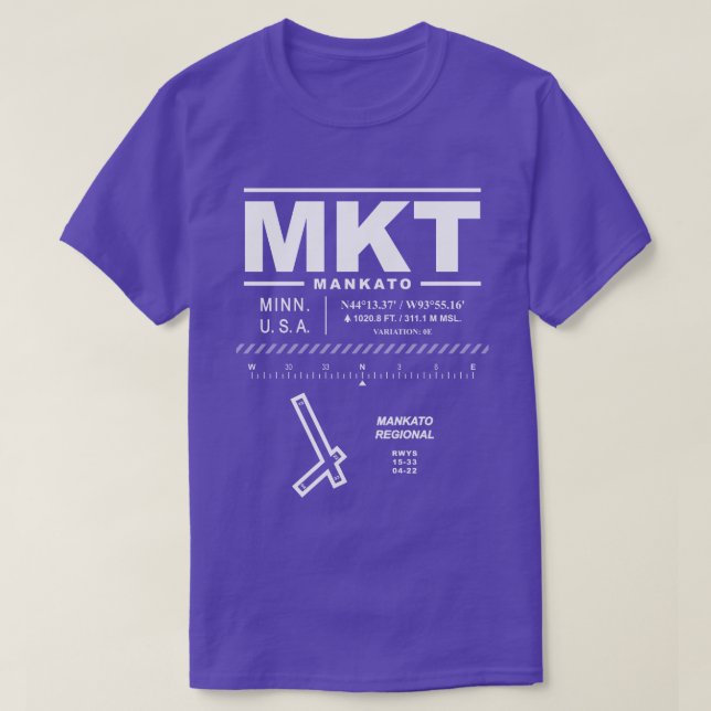 Camiseta Aeroporto Regional de Mankato MKT (Frente do Design)
