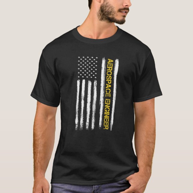 Camiseta Aerospace Engenheiro American Flag Engineering Gra (Frente)