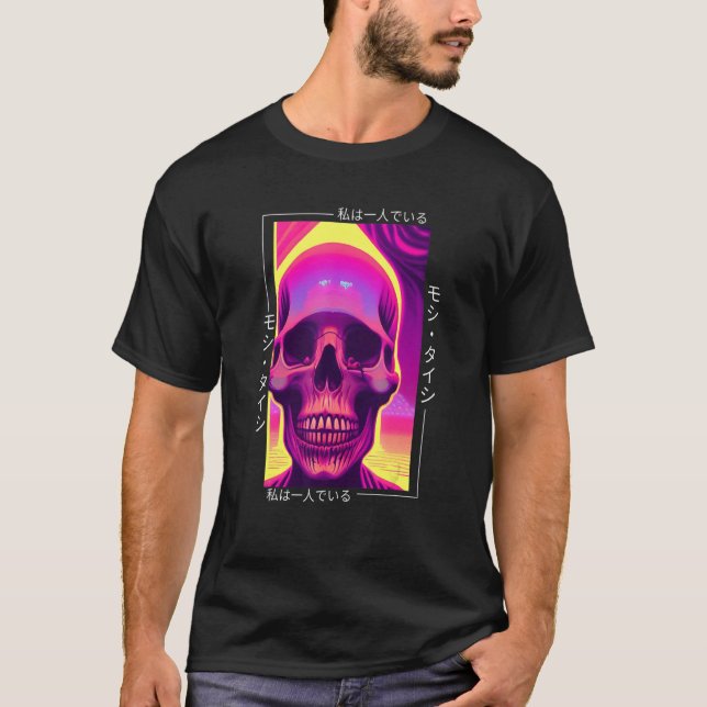 Camiseta Aest Otaku Japonês Vaporwave - Retro Synthwave, de (Frente)