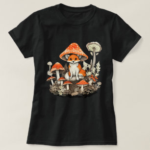 Camiseta Aestésico Fox Mushroom Cottagecore Nature Floral