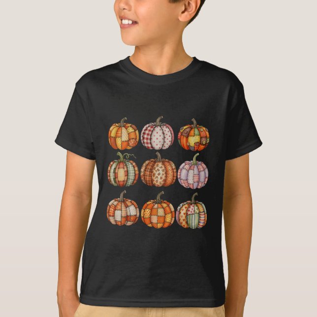 Camiseta Aestética de Queda de Bombaim Colada em Patchwork  (Frente)