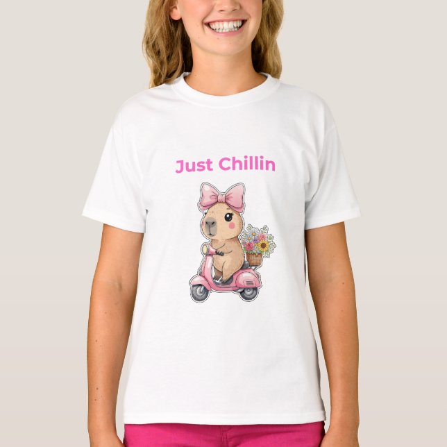 Camiseta Aesthetic Capybara Just Chillin' Cute T-Shirt (Frente)