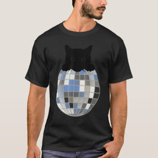 Camiseta Aesthetic Disco Ball Winter Snow Black Cat Disco C