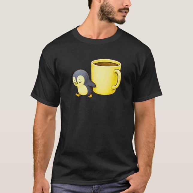Camiseta Aesthetic Exhausted Penguin • Oversized Coffee Cup (Frente)