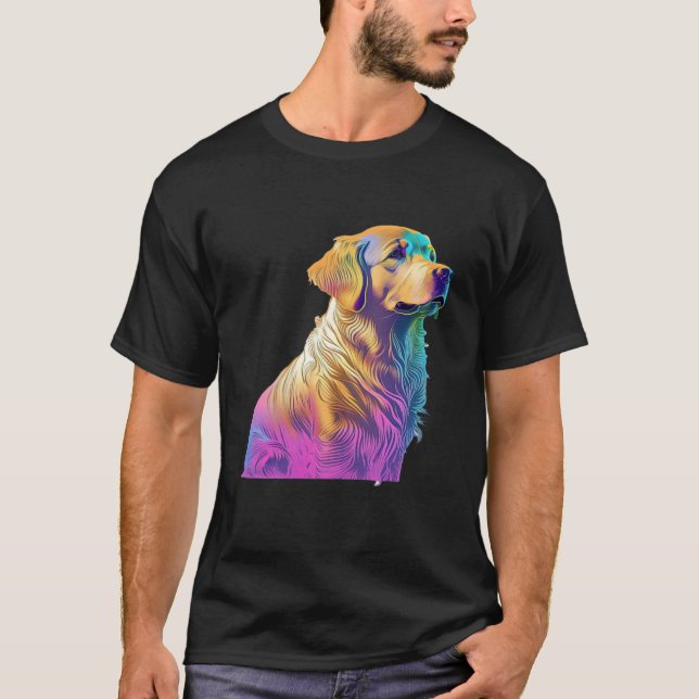 Camiseta Aesthetic Golden Retriever Party with 80s Retrowav (Frente)