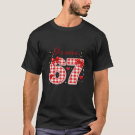 Camiseta Aesthetic Red Plaid Six Seven Typography Style Art