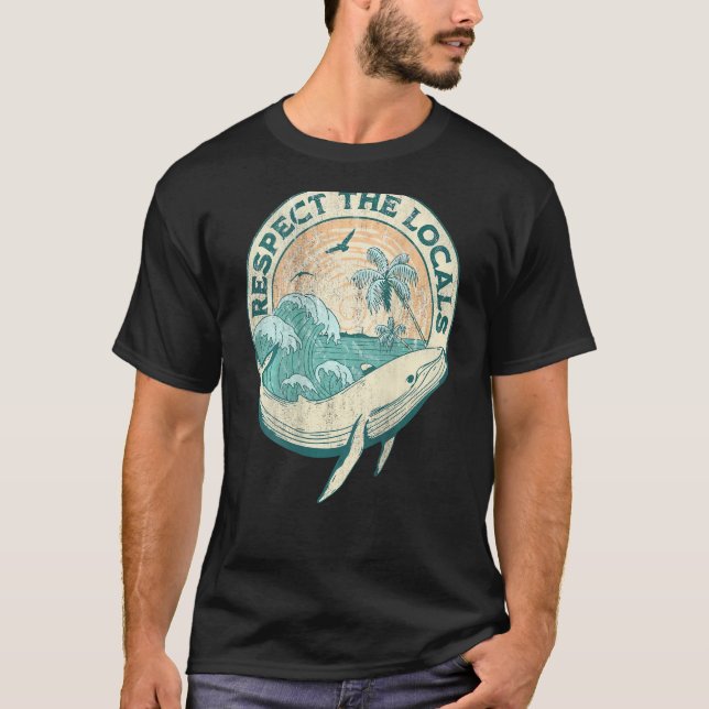 Camiseta Aesthetic Respect The Local  Ocean Word On Back (Frente)