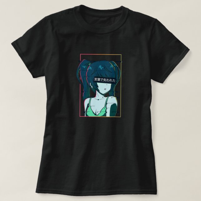 Camiseta Aesthetic Vaporwave Shy Waifu Anime Girl (Frente do Design)