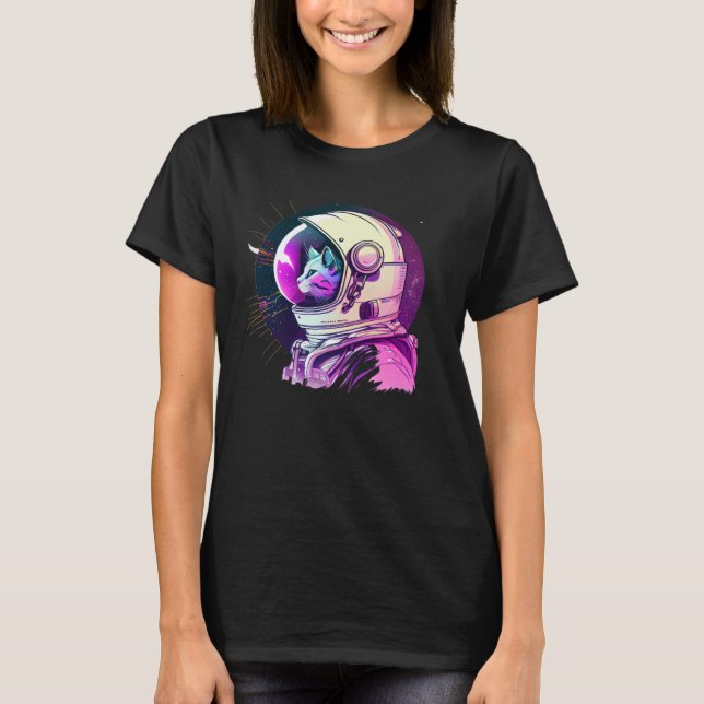 Camiseta Aesthetic Vaporwave Space Cat 80s 90s Astronaut  1 (Frente)