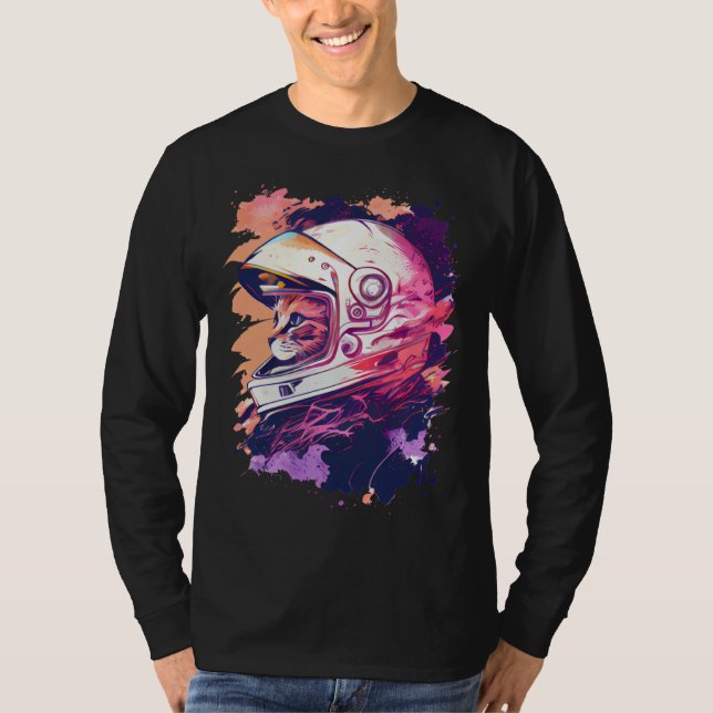 Camiseta Aesthetic Vaporwave Space Cat 80s 90s Astronaut  6 (Frente)