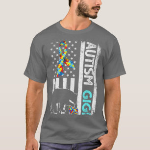 Camiseta Afastada bandeira americana Autism Gigi Bear Autis