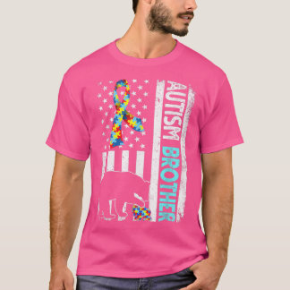 Camiseta Afastada bandeira americana Autismo Irmão Bear Aut