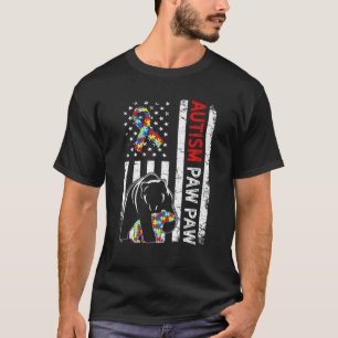 Camiseta Afastada bandeira americana Autismo Paw Bear