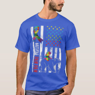 Camiseta Afastada bandeira americana Autismo Paw Bear