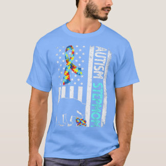 Camiseta Afastada bandeira americana Autismo Stepman Bear A