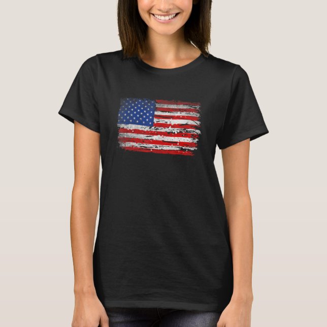 Camiseta Afastada bandeira americana Patriótica América Ame (Frente)