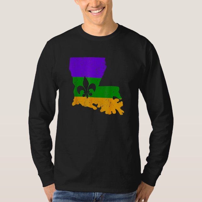 Camiseta Afastada Mardi Gras Fleur De Lis (Frente)